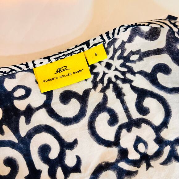 Roberta Roller Rabblt Printed Short Sleeve Wrap Dress Size S Small Blue - Picture 4 of 8